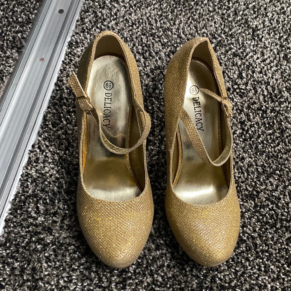 gold prom heels